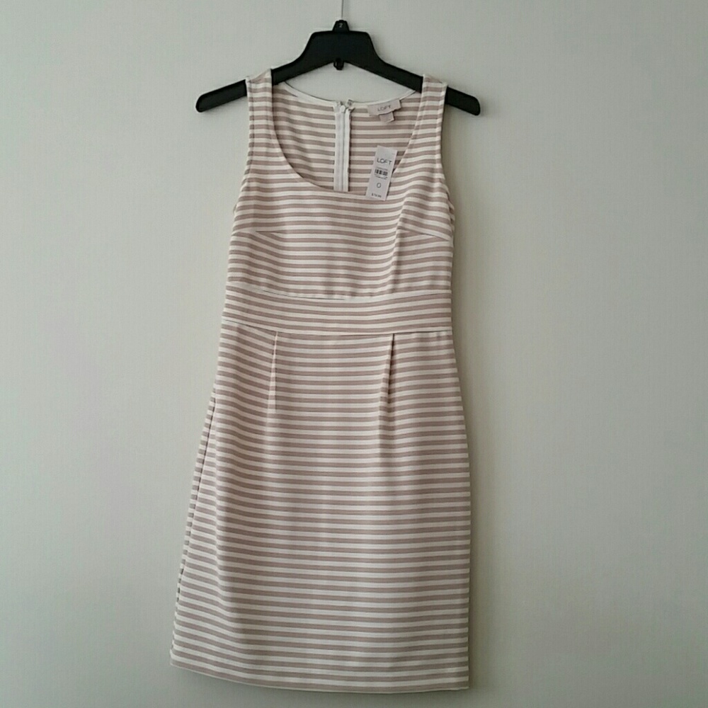 Loft cream striped dress